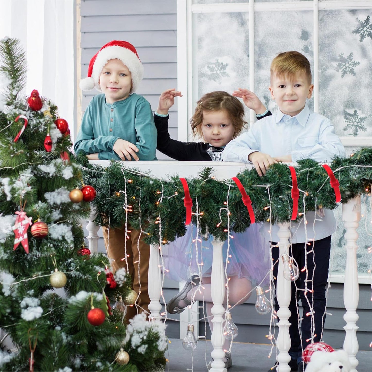 100 Pcs Christmas Garland Ties 12Inch Adjustable Holiday Garland Twist Ties for Holiday Halloween Tree Wreath Party Yard Wall Doorway Reusable Nylon Garden Cable Straps Decoration(Red)-VerdiqueGarden