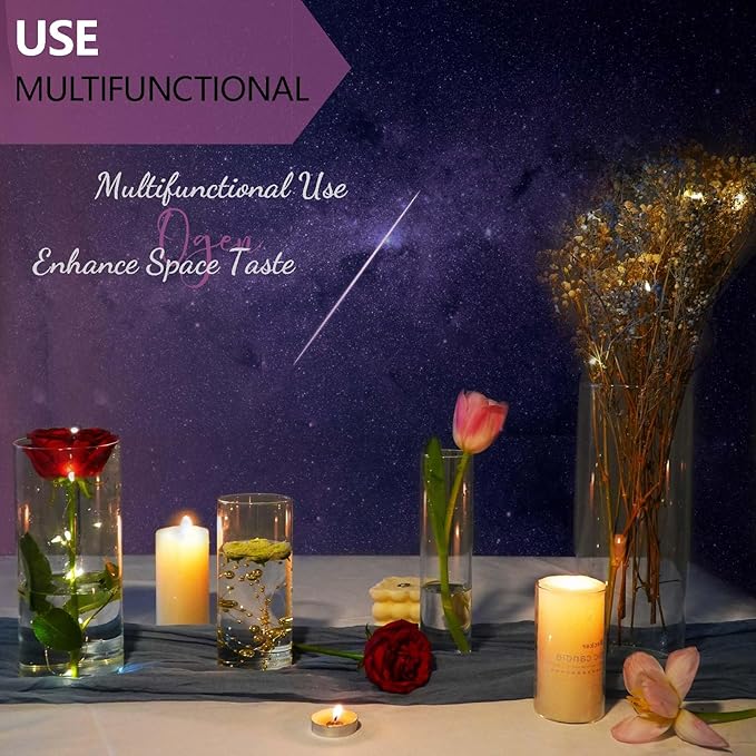 15pcs Cylinder Vases for Centerpieces Small Flower Glass Vases Clear Vase Home Decor Centerpiece Table Flower Vase Decorations for Wedding Decoration＆Holiday Mixed Sizes Tall-VerdiqueGarden