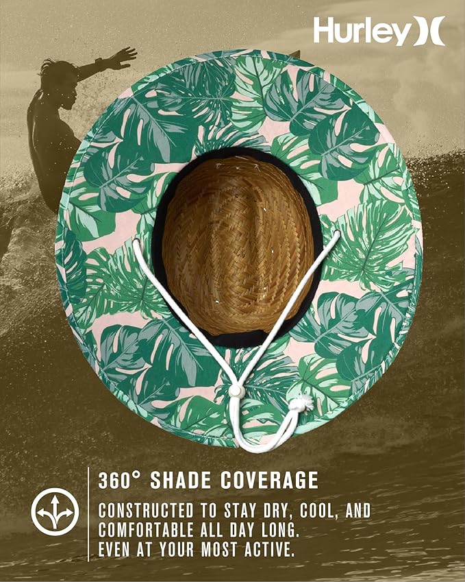 Hurley Women's Straw Hats - Real Straw Hat Medium Brim and Adjustable Chin Strap-VerdiqueGarden