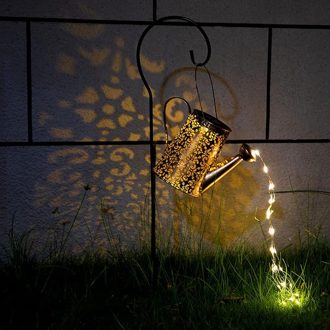 Solar Lights Outdoor Garden Decor, Large Hanging Waterproof Watering Can Landscape Lights Outside Decorations for Yard Front Porch Patio Backyard Gardening Gift for Mom Grandma Women Birthday-VerdiqueGarden