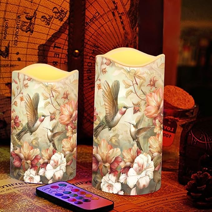 Ystardream Hummingbird Flameless Candle with Remote Control and Timer,Battery Operated Led Candle for Festival Celebration Home Decor,4 Pack Set-VerdiqueGarden