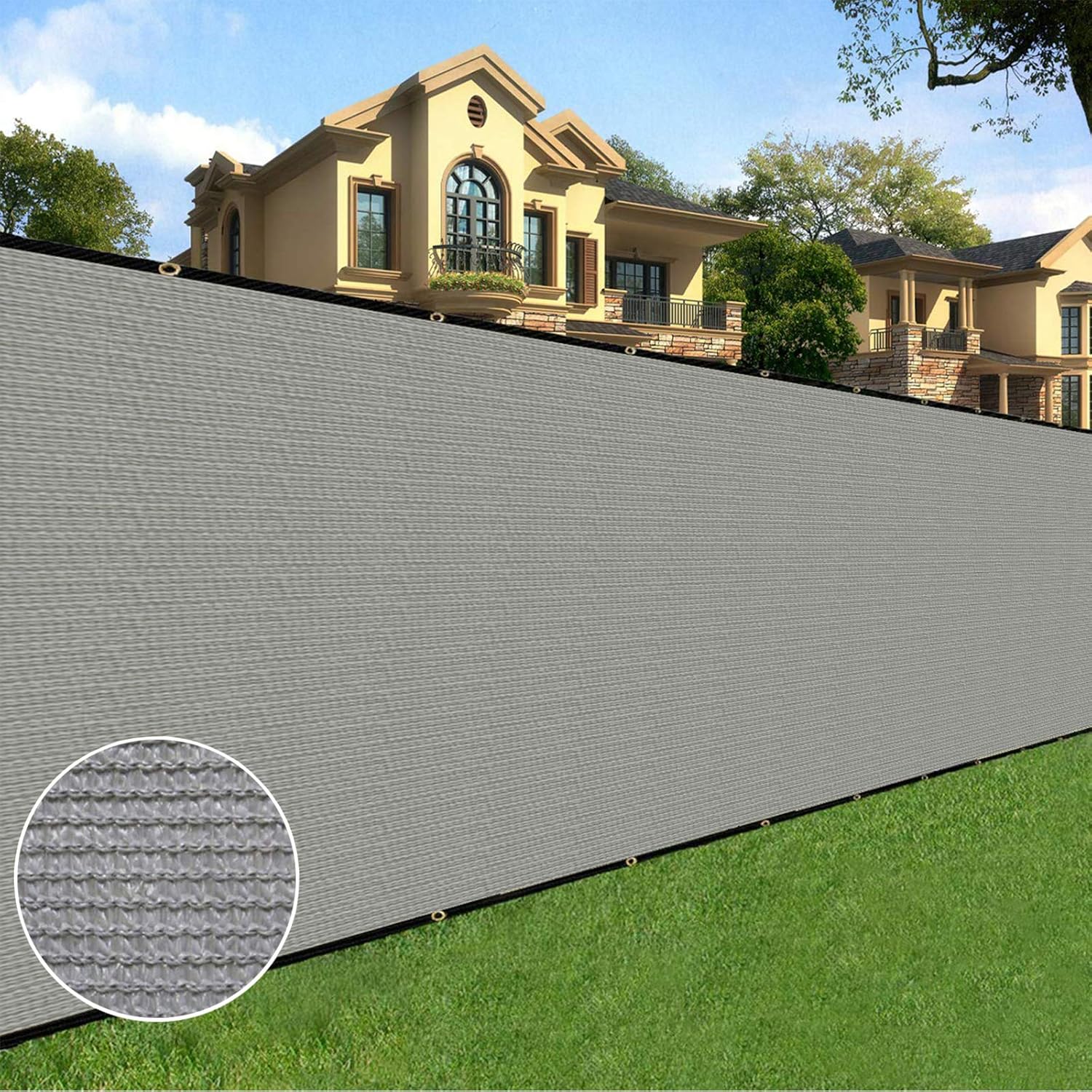 Sunnyglade 6 feet x 150 feet Privacy Screen Fence Heavy Duty Fencing Mesh Shade Net Cover for Wall Garden Yard Backyard (6 ft X 150 ft, Grey)-VerdiqueGarden