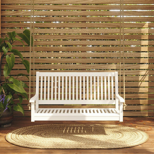 East Green Hayden 4 Foot White Porch Swing - Outdoor Bench Swing Crafted from Naturally Weather-Resistant Acacia Wood-VerdiqueGarden