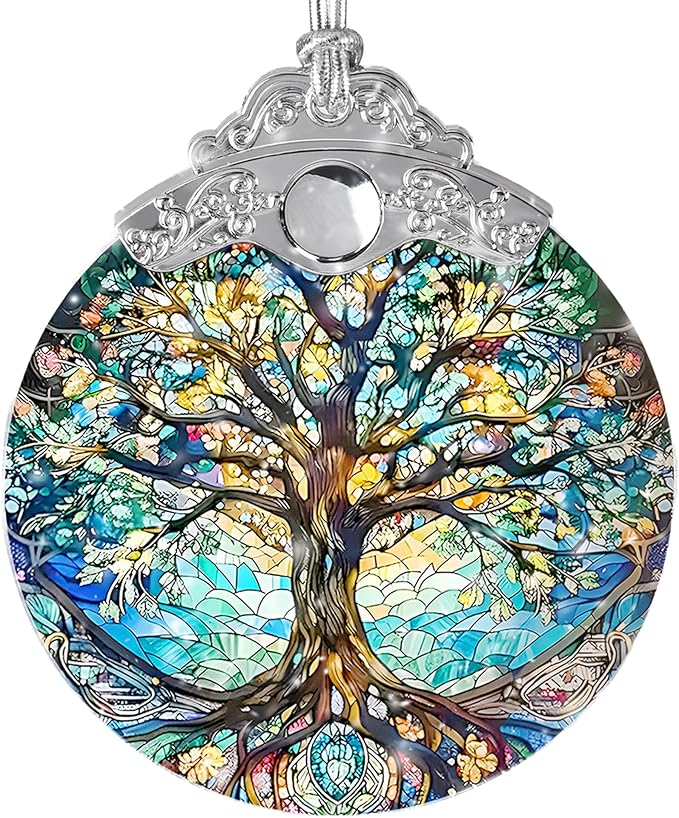 Tree of Life Stained Glass Suncatcher - Holidays & Christmas Tree Ornament, Decor & Gifts-VerdiqueGarden