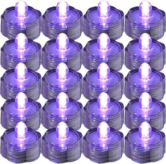 Bright LED Floral Tea Light Vase Submersible Lights for Party Wedding (Purple, 20 Pack)-VerdiqueGarden
