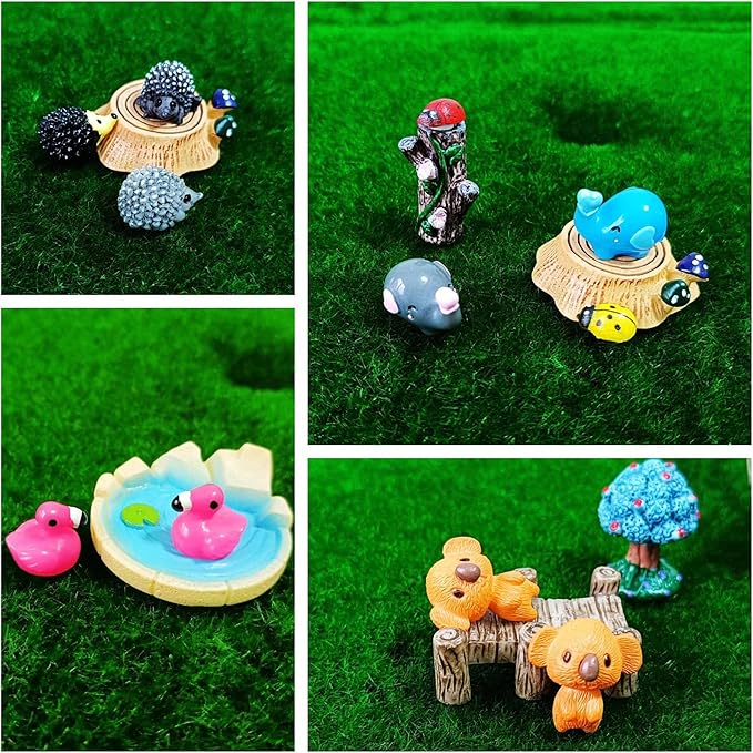 100 Pcs Mini Resin Animals Figures, Forest Tiny Plastic Animals Figurines to Hide Miniature Fairy Garden Decorations Accessories-VerdiqueGarden