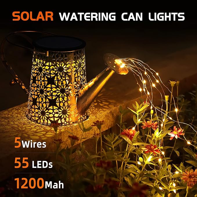 Otdair Solar Watering Can with Lights, Outdoor Garden Decor Waterproof Solar Garden Lights for Outdoor Pathway Yard Lawn Patio Party Decorations Gifts for Mom Grandma Birthday-VerdiqueGarden