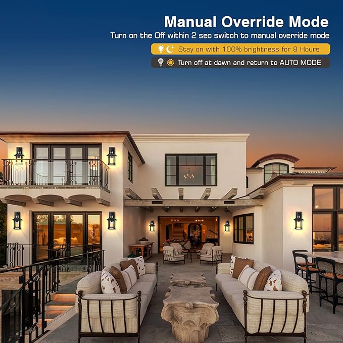 Outdoor Light Fixture With Motion Sensor, Dusk To Dawn Modern Exterior Porch Lights Wall Mount, Anti-rust 100% Aluminum Outdoor Wall Lantern, Black Farmhouse outdoor wall light For Garage Backyard-VerdiqueGarden