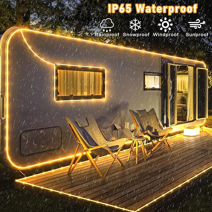 Rope Lights for Outside, 66FT 200 LED Rope Lights Outdoor/Indoor with Waterproof 8 Modes, Connectable Plug in Christmas Tree Light for Bedroom Pool Garden Party Holiday Decorations, Warm White-VerdiqueGarden