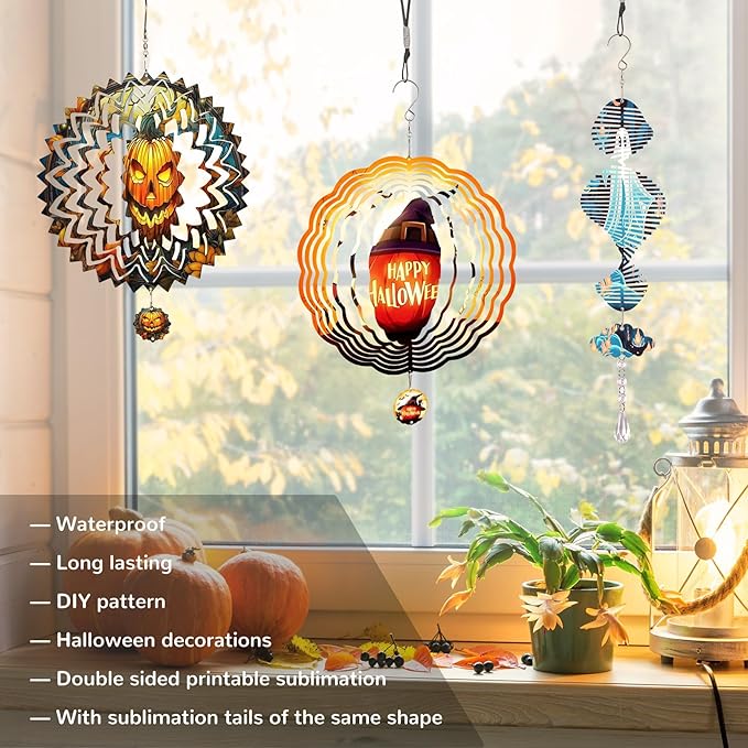 10 Pack Sublimation Wind Spinner Blanks, 10 Inch Sublimation Wind Spinners, 3D Aluminum Metal Hanging Wind Spinner Bulk for Garden Yard Outdoor, Window Porch Decoration for Heat Press Transfer DIY-VerdiqueGarden