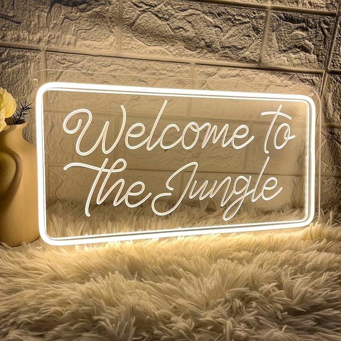 Welcome to the Jungle Neon Sign, Neon Light Sign for Wall Decor Dimmable Warm White LED signs for Bedroom Home Birthday Party Wedding Engagement Garden Man Cave Decor USB Powered-VerdiqueGarden