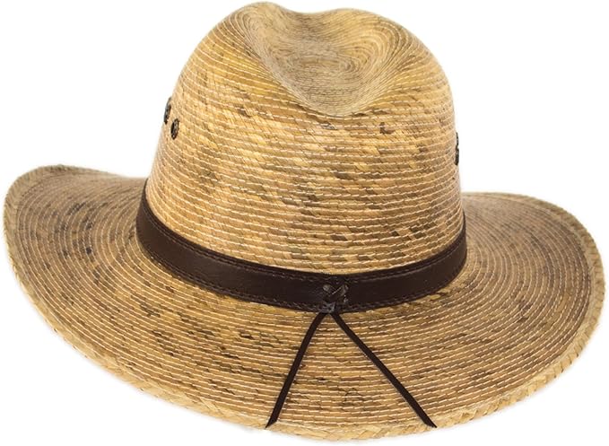 Palm Leaf Straw Trilby Wide Brim Fedora Golf Sun Hat for Men or Women, UV UPF Protection Natural-VerdiqueGarden