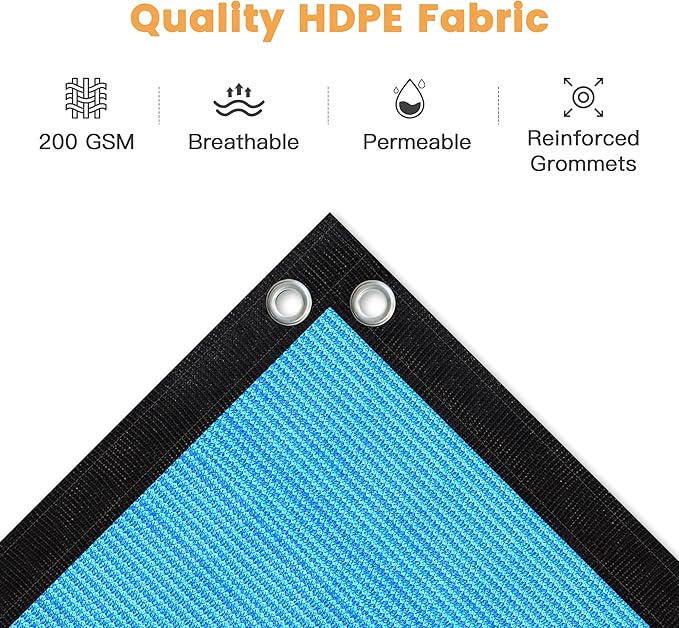 VICLLAX Shade Fabric Sun Shade Cloth with Every 2 FT Grommets for Patio Garden Pergola Cover Canopy 4x4 FT, Mixed Turquoise-VerdiqueGarden