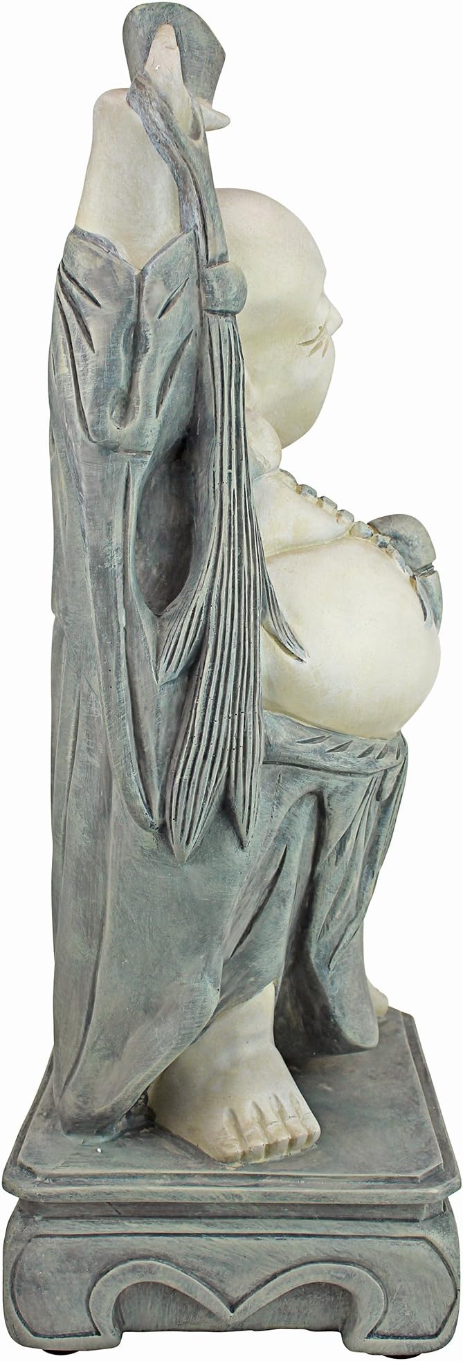 Design Toscano Jolly Hotei Laughing Man Asian Decor Indoor/Outdoor Garden Statue, 26 inches tall, Cast Stone Resin, Two Tone Stone Finish-VerdiqueGarden