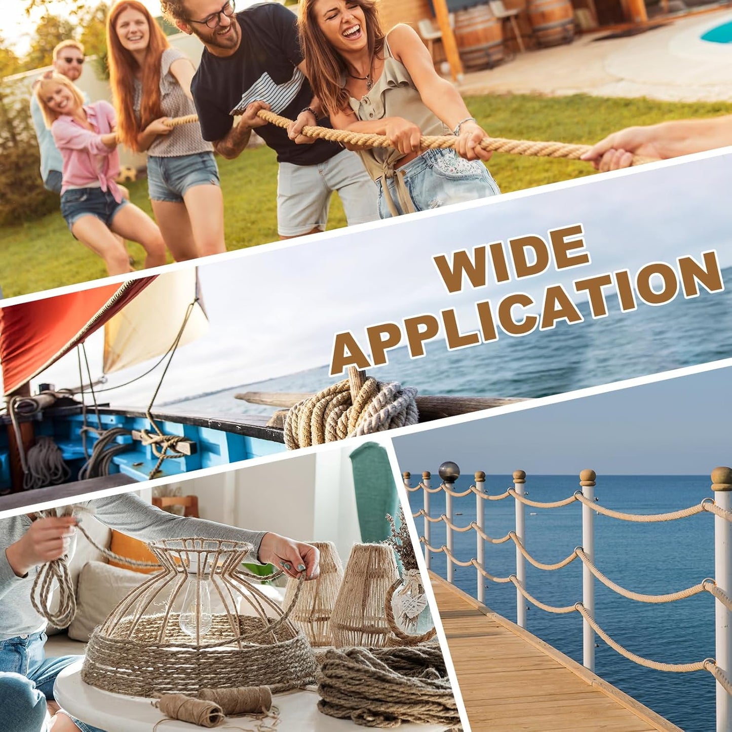 MECCANIXITY Jute Rope 0.6 Inch x 44ft, Thick Twine Rope Ropes Braided Jute Twine Natural Brown Burlap Cord String Heavy Twisted with Tape for Decorative Crafts Railing Swing Tug of War-VerdiqueGarden