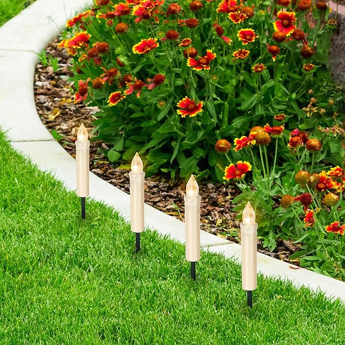 Flickering Flameless Window Candle LED Christmas Tree Candle Lights Warm White Battery Operated Electric Taper Candles with Remote Perfect for Home Garden Wedding Parties Decor (12 PCS,Ivory)-VerdiqueGarden