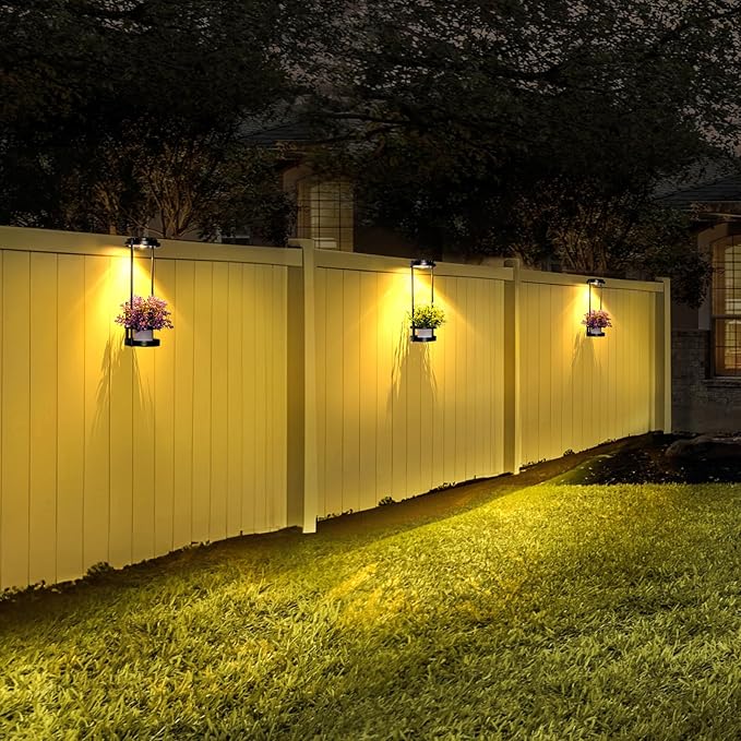 Solar Yard Wall Light with Plant Stands, Wireless Outdoor Solar Wall Lamp with 2 Modes & IP45 Waterproof Dusk to Dawn LED Outdoor Solar Lights for Garden Patio Yard Decoration (2Pack)-VerdiqueGarden