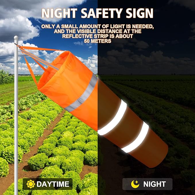 10 Pcs Airport Windsocks 40 Inch Outdoor Hanging Heavy Duty Wind Direction Measurement Wind Sock Windsocks with Reflective Belt for Outdoors Airport Farm Park (Orange)-VerdiqueGarden