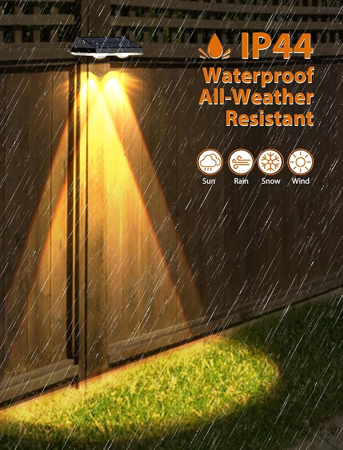 Solar Fence Lights ,Warm White & Cold White & Mixed Color 3 Modes Bright Lens LED Dusk to Dawn Deck Light, Fence Solar Lights Outdoor Waterproof,Solar Outdoor Lights for Backyard/Railing/Wall (16Pack)-VerdiqueGarden