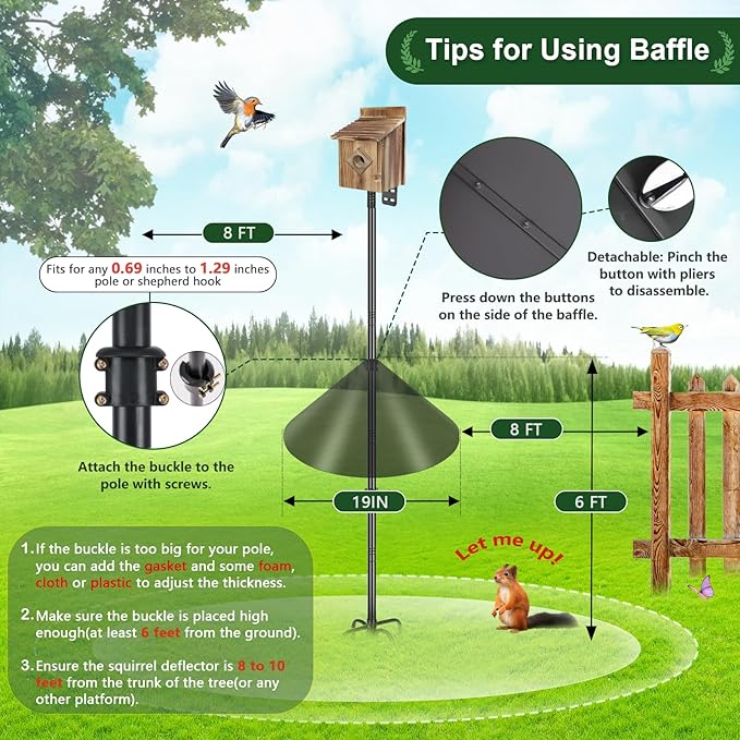 Gtongoko 19 Inch Squirrel Baffle for Bird Feeder Pole Squirrel Guards for Shepherds Hook Stopper for Bird Feeders Black 1 Pack-VerdiqueGarden