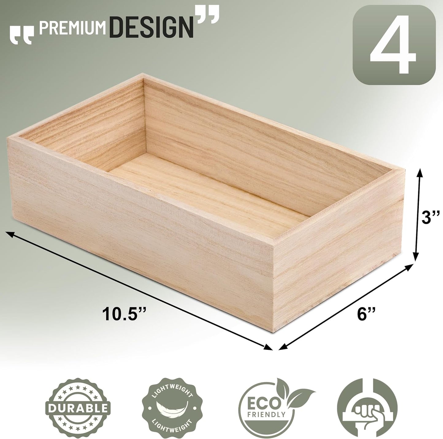Sorbus Unfinished Wood Crates - Organizer Bins, Wooden Box for Pantry, Closet, Arts & Crafts, Cabinet Organizers, Containers (4 Pack)-VerdiqueGarden