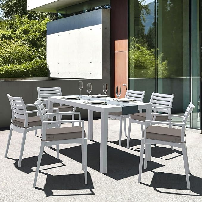 LVTXIII Patio Chair Cushions 19"x19"x3", Water-Repellent Outdoor Seat Cushions for Patio Furniture, Square Chair Pads with Ties for Home Garden Decoration, Set of 2, Dark Grey-VerdiqueGarden