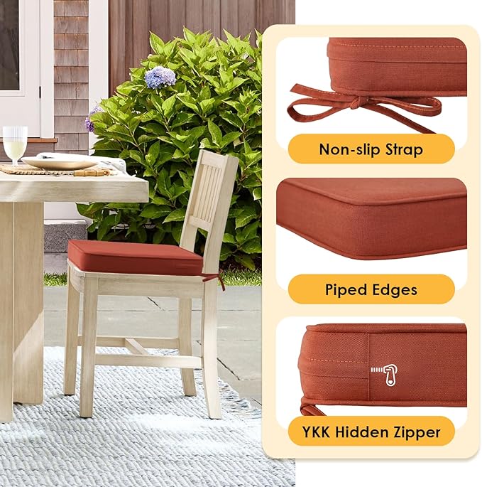 Outdoor Sunbrella Square Corner Seat Cushion, 18.5"x16"x3", Set of 4, Non Slip Seat Cushion Pads with Removable Cover for Patio Furniture, Garden Yard Lawn, Spectrum Grenadine-VerdiqueGarden