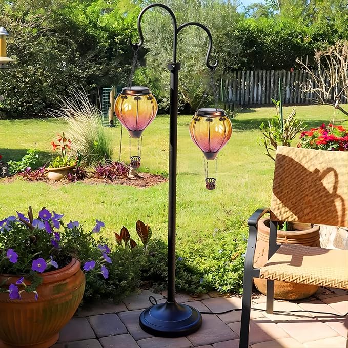 Hot Air Balloon Solar Lantern with Flickering Flame Hanging Solar Lights Outdoor Waterproof Lanterns for Garden Patio Yard Party Decoration-VerdiqueGarden