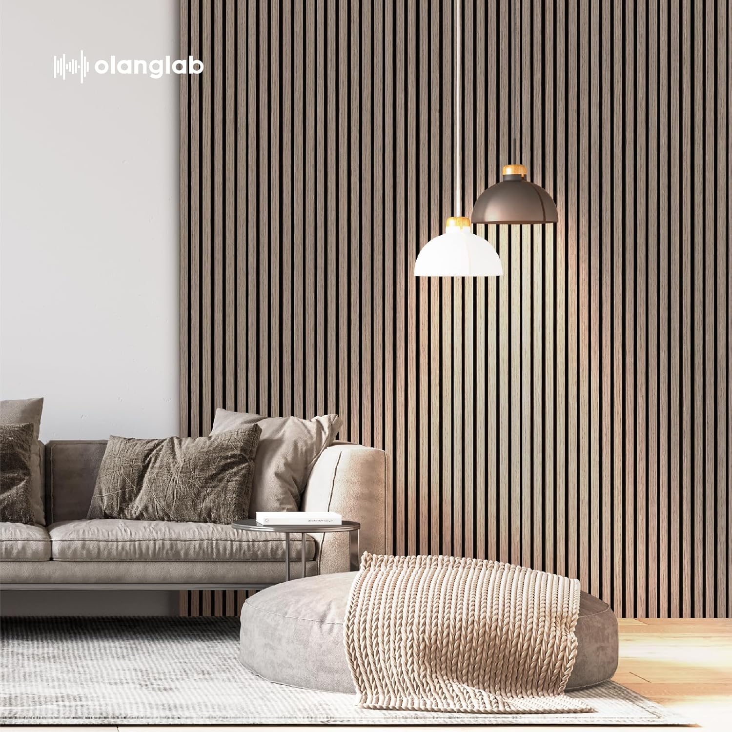 Olanglab Wood Slat Wall Panels, Wooden Acoustic Wall Panels, 94.5"x12.6" Each 3D Wall Panels for Interior Wall Decor, 4 Pack in Total 94.5"x50.4" (Dark Walnut)-VerdiqueGarden