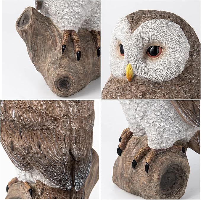 Owl Outdoor Statues Garden Yard - Decoration Home Decor Indoor Desk Tabletop Collectible Figurines Ancient Retro Collection 11" x4.5" x5 Inch-VerdiqueGarden
