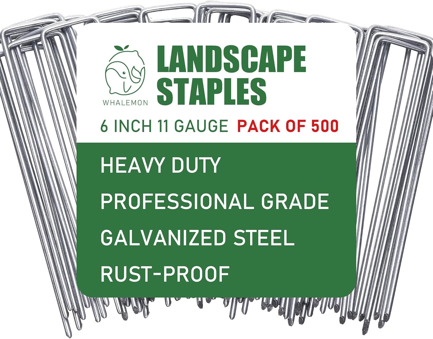 500 Pack Landscape Staples 6 Inches 11 Gauge Stakes, Galvanized Garden Stakes U-Shaped Pins and Landscaping Staples for Sod Anchoring Landscape Fabric Irrigation Tubing, sliver-VerdiqueGarden