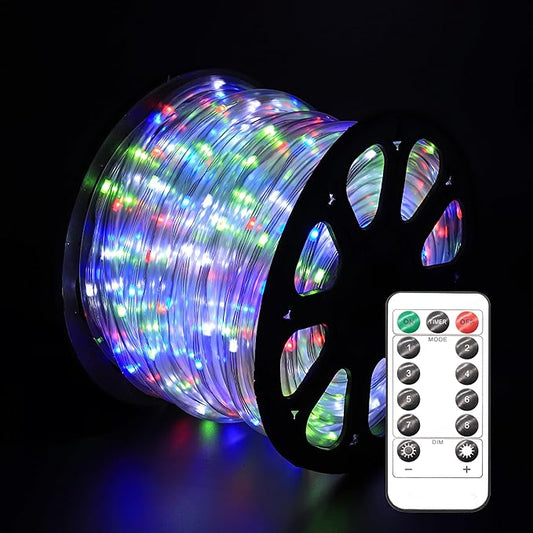 LED Rope Lights for Outside 50Ft Waterproof Led Rope Lighting 214 LEDs 110V 8 Modes Remote Control Timer Led Strip Light for Indoor Outdoor Party Holiday Garden Decoration (Multicolor)-VerdiqueGarden