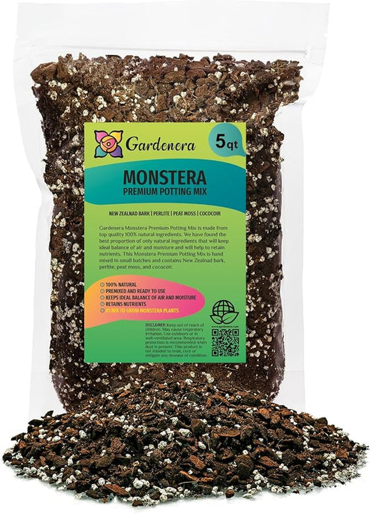 Premium Monstera Potting Soil - Quick Drain Potting Soil for Growing and Repotting Monstera Deliciosa/Swiss Cheese Plant - 5 Quart Bag-VerdiqueGarden