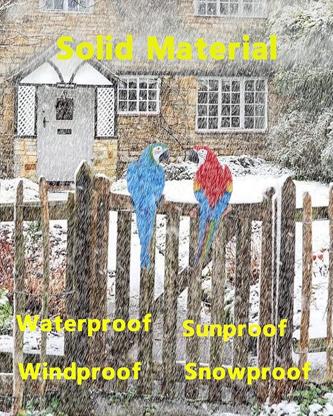 2Pcs Large Resin Parrot Decor Statues Lifelike Hawaiian Tropical Birds Decor, 12.5" Fake Parrot for Tiki Decoration Outdoor Garden Tree Wall Pool Macaw Statues Bird Lover Ornament Gifts(Blue and Red)-VerdiqueGarden