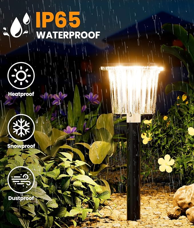 Super Bright Solar Pathway Lights Outdoor Powered 8 Pack,Adjustable Warm&Cool White,Waterproof IP65 Solar Garden Decor Landscape Lighting Outside for Front Yard/Patio/Walkway/Driveway/Lawn/Path Light-VerdiqueGarden