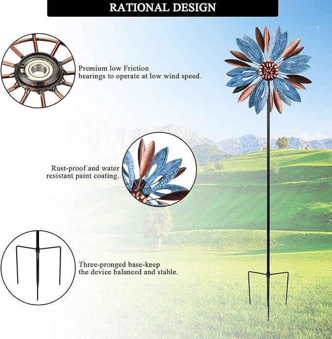 WONDER GARDEN Wind Spinner, Premium Kinetic Wind Sculpture Spinners Metal Windmill for Outdoor Yard Patio Lawn & Garden Decor-VerdiqueGarden