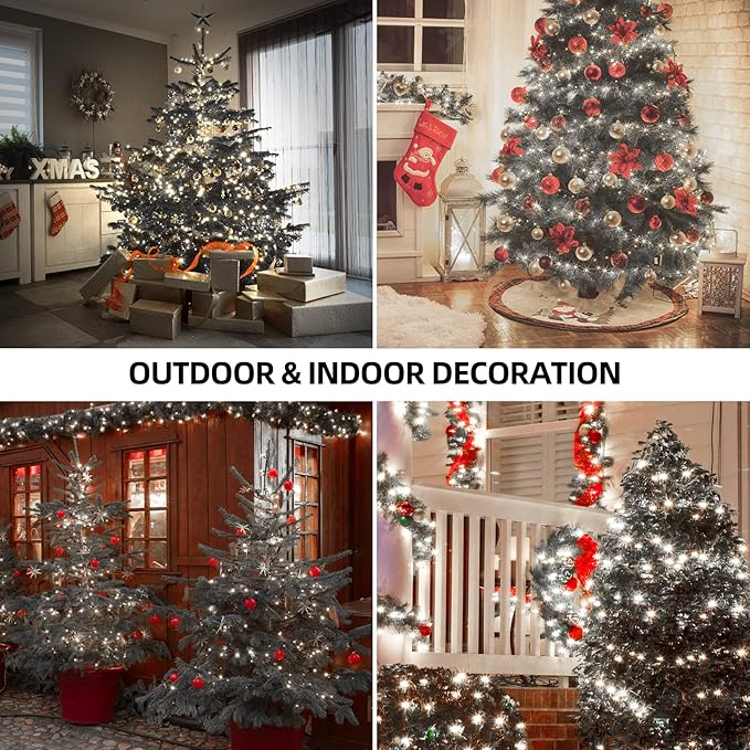 1000 LED 328ft 8 Modes with Timer Christmas String Lights IP55 Outdoor Waterproof UL Certificated Indoor Fairy Lights Garden Patio Wedding Christma Trees Parties Decoration White Light-VerdiqueGarden