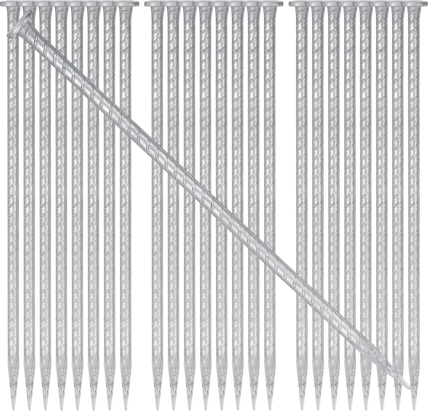 Tandefio 24 Pcs 14 inch Rebar Stakes, 1/2 Inch Diameter Threaded Galvanized Steel Ground Anchors Plant Support Garden Stakes, Heavy Duty Metal Landscape Spikes for Speed Bump Tent-VerdiqueGarden