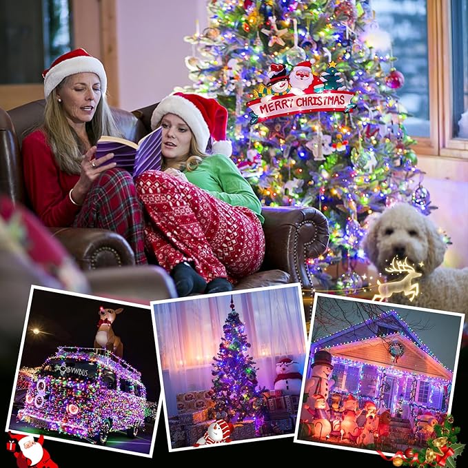 JMEXSUSS Multicolor Christmas Tree Lights Indoor Outdoor, 200 LED Clear Wire, 66ft Colorful Plug-in for Bedroom Room Party Xmas Decorations-VerdiqueGarden