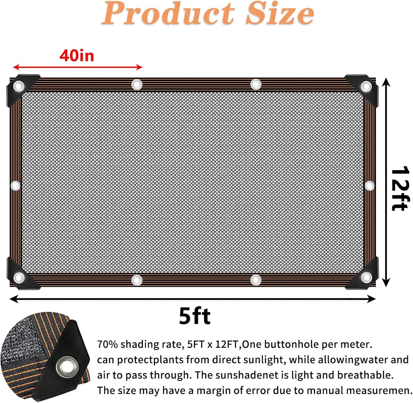 Shade Cloth - for Plants Greenhouse, 70% Sunblock Shade Sails -for Outdoor Garden Pergola Patio Lawn Sun Protection Neting Cover for Kennel Chicken Coop Easier to Hang Plant Cover-VerdiqueGarden