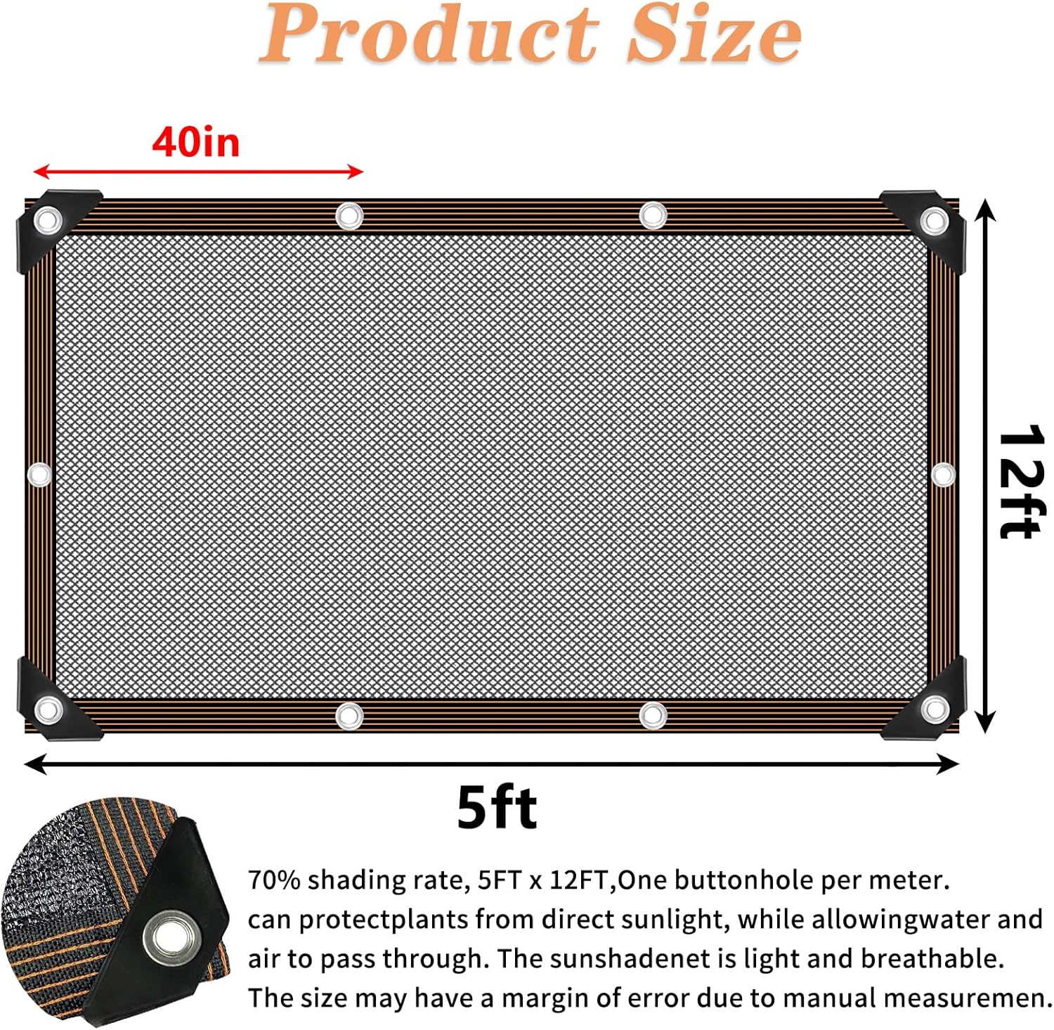 Shade Cloth - for Plants Greenhouse, 70% Sunblock Shade Sails -for Outdoor Garden Pergola Patio Lawn Sun Protection Neting Cover for Kennel Chicken Coop Easier to Hang Plant Cover-VerdiqueGarden