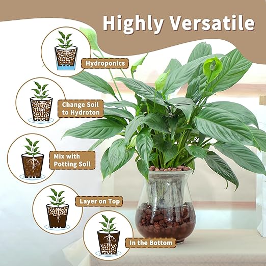 10LB Leca Clay Pebbles for Plants, Expanded Leca Balls for Indoor Plants, Orchid Potting Mix, Soil Amendment, Drainage, Easy Reusability, 4-16mm-VerdiqueGarden