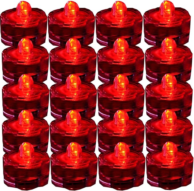 Bright LED Floral Tea Light Vase Submersible Lights for Party Wedding (Red, 30 Pack)-VerdiqueGarden