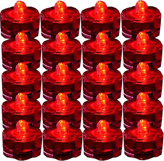 Super Bright LED Floral Tea Light Submersible Lights for Party Wedding (Red, 60 Pack)-VerdiqueGarden