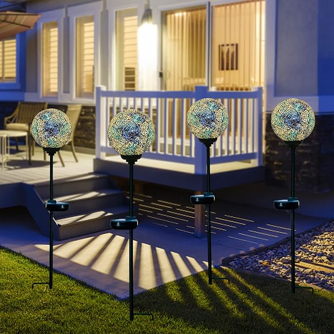 VCUTEKA Mosaic Solar Light, Solar Garden Decorative Lights Outdoor Waterproof LED Pathway Stake Light for Landscape Patio Yard Deck Walkway Decoration, 2 Pack-VerdiqueGarden