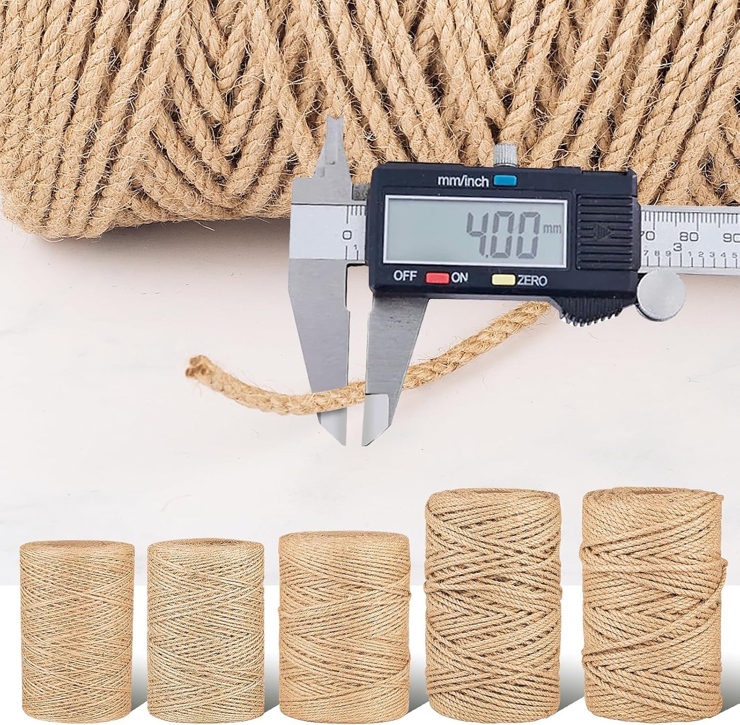 Natural Jute Twine String,Bulk Jute Rope Cord Twine for Crafting Gardening,Roll of Thick and Thin Twine for Gift Wrapping,Brown Decorative Rope,Ornament Twine for Cat Scratch Post (4mm x 328ft)-VerdiqueGarden