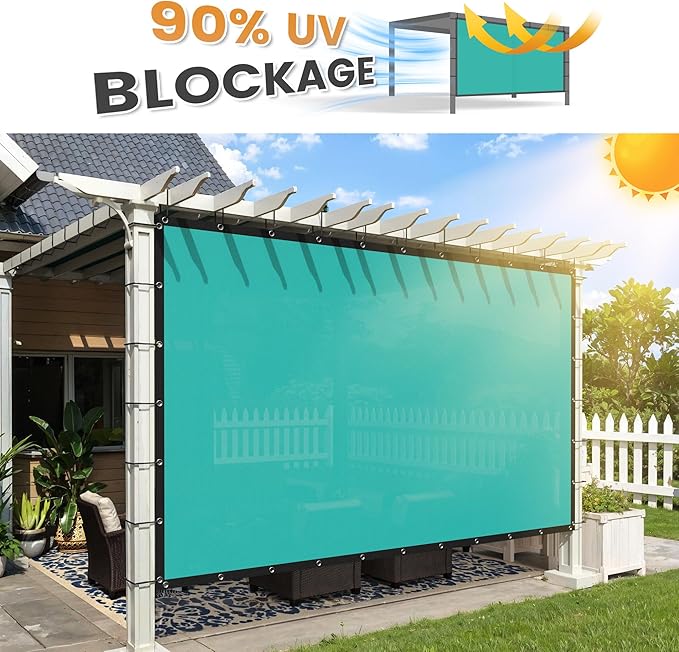 VICLLAX Shade Fabric Sun Shade Cloth with Every 2 FT Grommets for Patio Garden Pergola Cover Canopy 9x15 FT, Turquoise-VerdiqueGarden