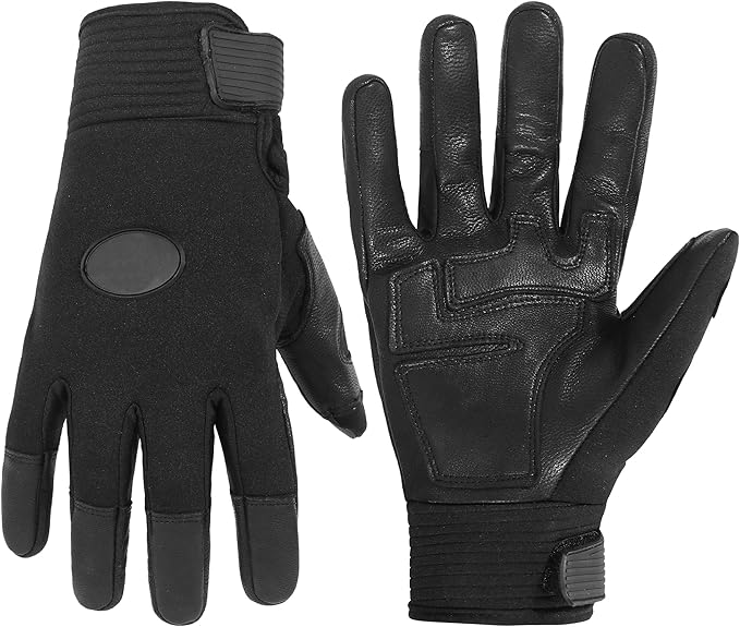 HLDD HANDLANDY Leather Work Gloves for Men & Women, Adjustable Wrist Cowhide Gardening Glove with Reinforced Palm for Driver-VerdiqueGarden