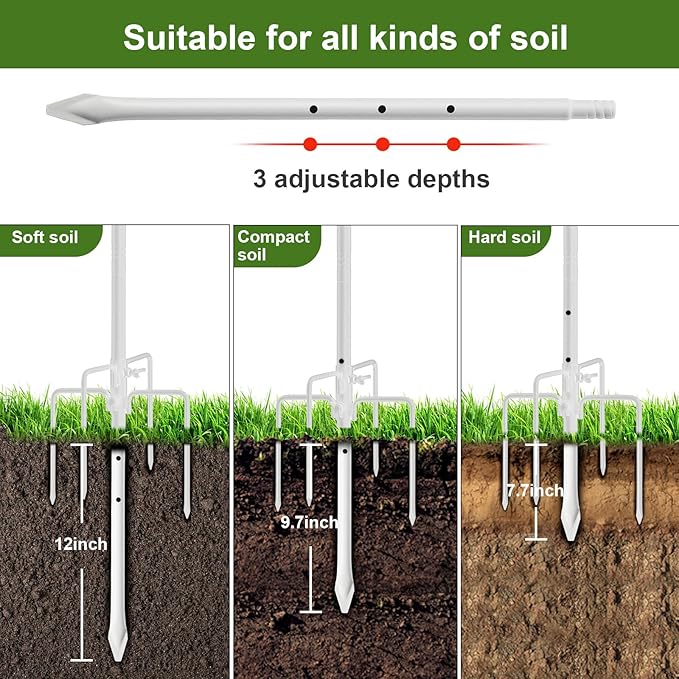 Hummingbird Feeder Pole for Outdoors - Heavy Duty Bird Feeder Stand with Adjustable Stake,62" Rustproof Shepards Poles with Hangers Holder for Birdfeeder,Wind Chimes,Lanterns,Wreaths,White-VerdiqueGarden