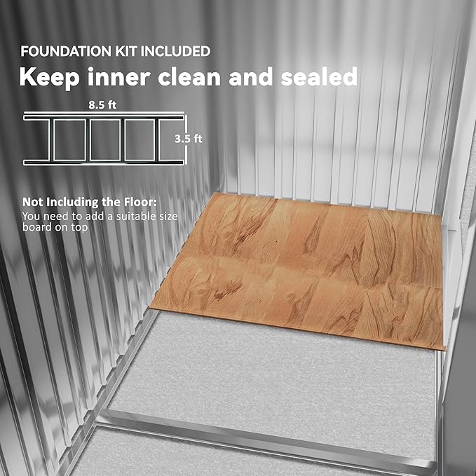 Outsunny 9' x 6' Outdoor Storage Shed, Garden Tool Metal Shed with Foundation Kit, Double Lockable Door, Air Vents and Sloping Roof, for Backyard, Patio, Lawn, Gray-VerdiqueGarden